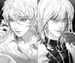 chocolate greyscale highres light_smile lips long_hair monochrome nose original realistic shirt t-shirt vlfdus_0