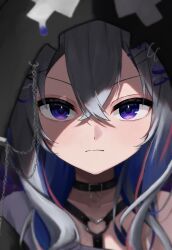 absurdres amane_kanata black_hoodie chain grey_hair hair_ornament highres hololive hood hoodie