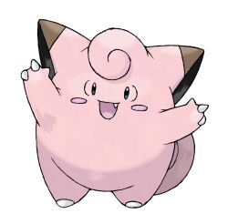 Rule 34 | :d, blush, blush stickers, clefairy, fang, full body, gen 1 pokemon, nintendo, no humans, official art, open mouth, pokemon, pokemon (creature), pokemon focus, pokemon frlg, smile, solo, sugimori ken, third-party source, transparent background