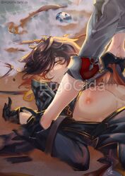 Rule 34 | 2boys, beach, black dress, dress, ergogida, genshin impact, imminent penetration, multiple boys, nipples, official alternate costume, pinned, pinned arms, pinned down, starconch (genshin impact), tartaglia (genshin impact), twitter, water, yaoi, zhongli (genshin impact)