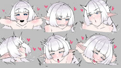 Rule 34 | ahegao, blush, commission, commissioner upload, compilation, drooling, ear blush, elf, head back, heart, heiz illust, highres, hoshi delefaun, implied orgasm, implied sex, nude, open mouth, pointy ears, portrait, purple eyes, saliva, saliva trail, sexually suggestive, tongue, tongue out, white hair