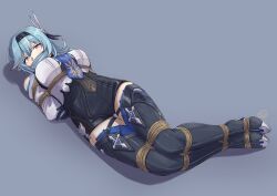 2024 absurdres black_boots boots cloth_gag eula_(genshin_impact) gag gagged genshin_impact highres improvised_gag solo tagme vakaosciosa