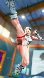 1girl 3d absurdres alternate_color antenna_hair ass bare_shoulders blonde_hair blue_eyes braid breasts cammy_white clenched_hand covered_navel curvy gloves hat highleg highleg_leotard highres huge_ass jumpsuit kicking leotard lips long_hair looking_at_viewer medium_breasts ryona screencap shiny_clothes solo street_fighter street_fighter_v thighs third-party_edit thong_leotard twin_braids very_long_hair white_gloves white_hat white_leotard wide_hips