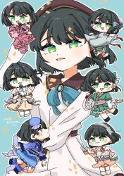 Rule 34 | 1girl, :3, :d, alternate color, aoku haruka, aoku haruka/flower, arm up, beret, black hair, black ribbon, bloom the smile bloom the dream!, blue background, blue hat, blue kimono, blue skirt, blunt bangs, blunt ends, blush, blush stickers, bow, bowtie, brown hat, chibi, chibi inset, closed mouth, commentary, dated, dream believers, dress, earrings, flower, flower knot, gloves, gradient clothes, gradient dress, green eyes, grey bow, hair bow, hair flower, hair ornament, hair ribbon, hairband, happy birthday, hat, highres, holding, holding microphone, japanese clothes, jewelry, kimono, lace hairband, link! like! love live!, long sleeves, looking at viewer, love live!, microphone, mini hat, momose ginko, official alternate costume, open mouth, orange dress, outline, pink dress, pink gloves, pinky out, profile, puffy short sleeves, puffy sleeves, puripuri hurai, reflection in the mirror (love live!), ribbon, seiran no koi nagashi (love live!), short hair, short sleeves, skirt, smile, symbol-only commentary, tilted headwear, tsukuyomi kurage, v-shaped eyebrows, virtual youtuber, white bow, white bowtie, white dress, white hairband, white outline, yellow dress