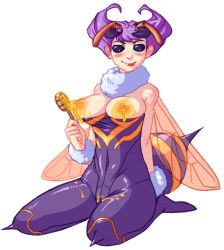 artist_request bee bee_girl blush breasts bug capcom honey bug arthropod_girl monster_girl nipples q-bee darkstalkers