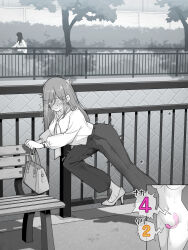 Rule 34 | 1girl, bag, blush, breasts, commentary request, faceless, faceless female, highres, kakuremino7928, large breasts, large variant set, limited palette, long hair, neckerchief, nose blush, object insertion, original, outdoors, pants, parted lips, pussy juice, pussy juice stain, remote control vibrator, sex toy, shirt, stained clothes, standing, standing on one leg, tearing up, vaginal, vaginal object insertion, variant set, vibrator, vibrator under clothes