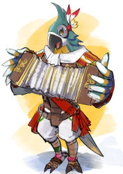 accordion aono_shimo bad_id bad_pixiv_id bird brown_eyes furry furry_male highres instrument kass male_focus music nintendo open_mouth playing_instrument solo standing the_legend_of_zelda the_legend_of_zelda:_breath_of_the_wild