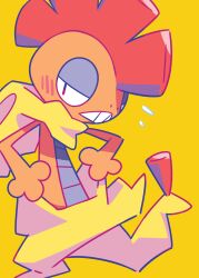 absurdres blush colored_skin gen_5_pokemon half-closed_eyes highres limb92 lizard mohawk nintendo no_humans orange_skin pokemon pokemon_(creature) pokemon_focus red_hair scrafty shedding shedding_skin teeth
