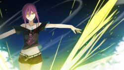 1girl ao_no_kanata_no_four_rhythm belt highres kagami_aoi navel shorts source_request tagme