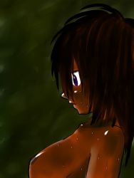 1girl black_hair dark_skin keiohsawa nude original sweat tribal