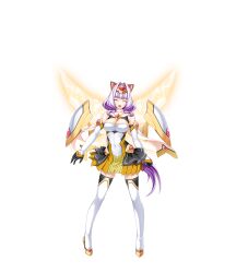 Rule 34 | 1girl, :d, ^ ^, animal ears, azarin (kouyoku senki exs-tia), bare shoulders, black gloves, black skirt, boots, breasts, cleavage, closed eyes, covered navel, detached sleeves, elbow gloves, exs-tia magica, facing viewer, fake animal ears, floating, floating object, floating weapon, full body, game cg, gloves, hair intakes, headgear, high heels, highres, inoino, kouyoku senki exs-tia, large breasts, large variant set, layered skirt, long hair, non-web source, official art, open mouth, pigeon-toed, pleated skirt, purple hair, skirt, smile, solo, standing, tachi-e, thigh boots, thighhighs, transparent background, variant set, very long hair, white thighhighs, wings, yellow skirt, yellow trim, yellow wings, zettai ryouiki
