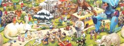Rule 34 | 6+boys, 6+girls, animal, animal ears, cat, chalk outline, elephant, furry, hikidashi ni terrarium, horse, kui ryouko, mecha, mouse boy, mouse ears, multiple boys, multiple girls, oversized animal, rabbit boy, rabbit ears, robot, surreal