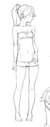 2girls artist_request groin houshou_(kancolle) kantai_collection monochrome multiple_girls navel ponytail swimsuit tagme