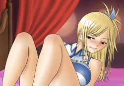 Rule 34 | breasts, cropped, curtains, fairy tail, katzueki, legs, lucy heartfilia, seductive smile, shy, smile, smug