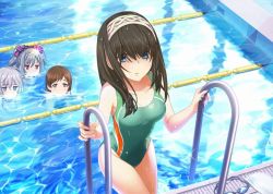 10s 4girls anastasia_(idolmaster) artist_request black_hair blank_stare blue_eyes blush breasts brown_eyes brown_hair competition_swimsuit envy goggles hairband idolmaster idolmaster_cinderella_girls idolmaster_cinderella_girls_starlight_stage jpeg_artifacts kanzaki_ranko lane_line long_hair medium_breasts mouth_under_water multiple_girls nitta_minami official_art one-piece_swimsuit pool pool_ladder poolside sagisawa_fumika swim_cap swimsuit third-party_edit unworn_goggles unworn_swim_cap water wet