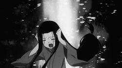 animated animated_gif joshiraku kukuru_anrakutei lowres monochrome
