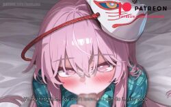 1boy 1girl :&gt;= absurdres animated audible_speech blinking blush clothed_sex cum cum_in_mouth cum_overflow deepthroat ejaculation erection fellatio female_orgasm fox_mask hata_no_kokoro henkawa hetero highres internal_cumshot irrumatio japanese_audio licking licking_penis live2d long_hair long_sleeves looking_at_viewer mask mask_on_head moaning oral orgasm penis pink_eyes pink_hair plaid_clothes plaid_shirt pov pov_crotch shirt sound subtitled sweat tagme touhou very_long_hair video