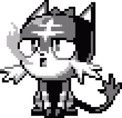 animal_focus cat commentary creatures_(company) english_commentary full_body game_freak gen_7_pokemon greyscale litten lowres monochrome nintendo no_humans pat_attackerman pixel_art pokemon pokemon_(creature) solo sprite transparent_background