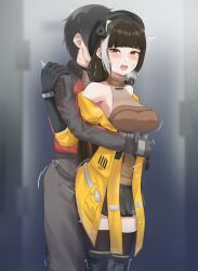 Rule 34 | 1boy, 1girl, :d, bare shoulders, black gloves, black hair, black hat, black skirt, blush, breasts, brown hair, brown pants, clothed sex, commander (girls&#039; frontline), elbow gloves, from side, girls&#039; frontline, girls&#039; frontline 2: exilium, gloves, grumbler2393, hand on another&#039;s shoulder, hat, hetero, heterochromia, highres, hug, hug from behind, implied sex, jacket, long hair, looking at viewer, looking back, medium breasts, miniskirt, motion lines, multicolored hair, open mouth, pants, pleated skirt, red eyes, ro635 (girls&#039; frontline), robella (girls&#039; frontline 2), sex, short hair, skirt, sleeveless, sleeveless turtleneck, smile, standing, standing sex, streaked hair, teeth, trembling, turtleneck, twintails, two-tone hair, upper teeth only, very long hair, white hair, yellow eyes