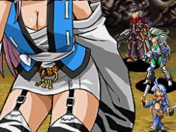1boy 3girls animal_ears animated animated_gif anime_screenshot aschen_brodel banpresto bouncing_breasts breasts cat_ears cat_tail cleavage detached_sleeves fingerless_gloves garter_belt gloves green_eyes hair_ornament hairpin harken_browning jiggle key koma_(srw) lowres multiple_girls one_eye_closed pink_hair super_robot_wars super_robot_wars_og_saga_mugen_no_frontier suzuka_hime tail wink