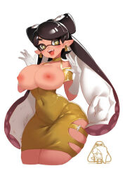 1girl alternate_costume breasts callie_(splatoon) large_breasts little_blood nipples solo splatoon_(series) splatoon_1 tentacle_hair