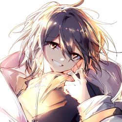 Rule 34 | 1girl, bang dream!, bang dream! it&#039;s mygo!!!!!, brown eyes, chinese commentary, commentary request, grey hair, hair between eyes, hibioes, jacket, long sleeves, looking at viewer, open mouth, short hair, simple background, solo, takamatsu tomori, upper body, white background, white jacket