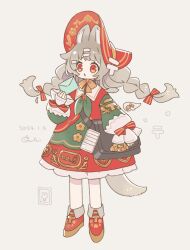 1girl animal_ears bag bow braid brown_hair commentary_request dated detached_wings dress envelope full_body hair_bow hair_ornament hairclip hat holding holding_envelope japanese_clothes lolita_fashion long_hair long_sleeves mini_wings neckerchief open_mouth original red_eyes shoulder_bag sleeve_bow sleeves_past_wrists solo sorata123 tail twin_braids very_long_hair wa_lolita wings