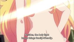 Rule 34 | 2girls, angel, animated, anime screenshot, bed, bedroom, blonde hair, blush, breasts, censored nipples, chair, clothed female nude female, convenient censoring, demon girl, gabriel dropout, gabriel tenma white, hand on own hip, indoors, kneepits, light censor, light rays, long hair, multiple girls, navel, nude, purple eyes, purple hair, sitting, small breasts, sound, standing, stuffed animal, stuffed toy, subtitled, table, talking, teddy bear, undressing, video, vignette tsukinose april, window