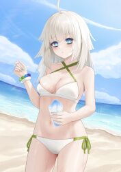 Rule 34 | 1girl, aa-12 (girls&#039; frontline), aa-12 (the sun never rises) (girls&#039; frontline), absurdres, ahoge, bags under eyes, beach, bikini, blue eyes, blue sky, blush, bracelet, breasts, bright pupils, cleavage, closed mouth, cloud, codename696, commentary request, food, girls&#039; frontline, highres, holding, holding spoon, jewelry, long hair, looking at viewer, navel, ocean, official alternate costume, shaved ice, side-tie bikini bottom, sky, solo, spoon, stomach, swimsuit, wet, white hair, white pupils