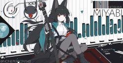 abigcarrot_owo absurdres animal_ear_fluff animal_ears aqua_jacket black_hair black_pantyhose black_skirt blunt_bangs closed_mouth collared_shirt eyeball fingerless_gloves fox_ears fox_girl gloves high-waist_skirt highres holding holding_sword holding_weapon hoshimi_miyabi jacket katana long_hair pantyhose shirt single_fingerless_glove sitting skirt sword tailless_(zenless_zone_zero) weapon white_shirt zenless_zone_zero