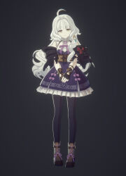 1girl 3d absurdres boots breasts grey_hair highres jiwoohan long_hair mabinogi pantyhose rowan_(mabinogi) sleeveless small_breasts yellow_eyes