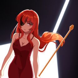 dress eyepatch highres hwa_ryun ignemii red_dress red_eyes red_hair tower_of_god