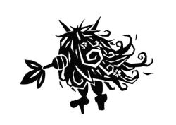 back full_body gen_3_pokemon monochrome nintendo no._017 no_humans parody pokemon pokemon_(creature) shiftry simple_background solo style_parody tengu white_background