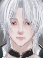 Rule 34 | 1boy, aegyo sal, awayuki (utakata no uchronia), commentary request, looking at viewer, medium hair, parted bangs, portrait, purple eyes, skull (person) (artist), solo, utakata no uchronia, white hair