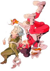 Rule 34 | 1girl, amate yuzuriha, aqua eyes, beanie, beard, challia bull, cnbt, facial hair, floating, full body, green eyes, grey hair, gundam, gundam gquuuuuux, haro, hat, holding, holding juice box, holding towel, mecha pilot suit, midair, mustache, non-humanoid robot, open mouth, pom pom (clothes), pom pom beanie, red hair, robot, short hair, simple background, smile, towel, white background
