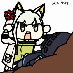 1boy 1girl animal_ears animated animated_gif arknights doctor_(arknights) kal&#039;tsit_(arknights) lowres meme seseren think_mark_think!_(meme)