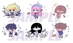 2girls 4boys ;d ^_^ antenna_hair arm_behind_back aubrey_(faraway)_(omori) aubrey_(omori) ball baseball_bat basil_(faraway)_(omori) basil_(omori) basketball_(object) black_eyes black_hair black_shoes black_socks black_sweater_vest blonde_hair blue_eyes blue_hairband blue_shoes blue_skirt blue_sweater book bottle bow_hairband bright_pupils brother_and_sister brothers brown_eyes brown_hair brown_shorts cactus closed_eyes colored_skin diamond_(shape) double-parted_bangs dress egret_orchid flower flying_sweatdrops food fried_egg fruit full_body green_sweater_vest grey_pants grin hair_behind_ear hair_between_eyes hairband hashtag-only_commentary hatching_(texture) hero_(faraway)_(omori) hero_(omori) heterochromia holding holding_ball holding_baseball_bat holding_book jacket jitome kel_(faraway)_(omori) kel_(omori) kneehighs leaf lily_of_the_valley long_hair long_sleeves looking_at_viewer mari_(faraway)_(omori) mari_(omori) multiple_boys multiple_girls musical_note nail nail_(hardware) nail_bat no_pupils noose official_alternate_eye_color omori one_eye_closed open_clothes open_jacket open_mouth orange_shoes orange_shorts orange_tank_top pants piano_keys pink_hair sample_watermark sandwich scar scar_across_eye scar_on_face shoes short_hair shorts siblings simple_background skirt smile socks something_(omori) spatula spoilers standing standing_on_one_leg straight_hair sunny_(omori) sweater sweater_vest tank_top tearing_up tulip v-neck watermark watermelon watermelon_slice white_background white_dress white_eyes white_flower white_jacket white_pupils white_shoes white_skin white_socks white_tulip wind y_songmo