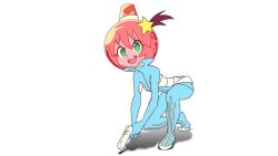 blue_eyes blue_suit emiladylbekuulu formal_clothes gun hair_ornament helmet holding holding_gun holding_weapon luluco non-web_source pink_helmet ponytail star_(symbol) star_hair_ornament studio_trigger suit trigger_(company) uchuu_patrol_luluco weapon