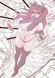archer_(fate) artoria_pendragon_(fate) black_socks breasts brown_hair character_request fate/stay_night fate_(series) gilgamesh_(fate) glasses green_eyes high_heels highres jun_wu_mo kneehighs large_breasts nun red-framed_eyewear saber_(fate) socks split_ponytail tohsaka_rin