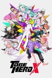 3girls 5boys blush fanart_digital female_focus long_hair looking_at_another looking_at_viewer lucky_cyan male_focus multicolored multiple_boys multiple_girls nice_(tubian_yingxiong) official_art pose_imitation queen_(tubian_yingxiong) text_focus to_be_hero_x tubian_yingxiong white_background wreck_(tubian_yingxiong) x_(tubian_yingxiong)