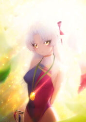 1girl absurdres breasts gold_medal highleg highleg_leotard highres leotard multicolored_leotard two-tone_leotard white_hair