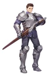 Rule 34 | 1boy, aragon (goddess order), armor, armored boots, artist request, belt, blue jacket, boots, bracer, brown belt, brown hair, crew cut, cross scar, cuirass, drawing sword, game cg, goddess order, grey eyes, grey pants, highres, holding, holding sword, holding weapon, jacket, long sleeves, looking at viewer, looking to the side, male focus, multiple belts, non-web source, official art, pants, pauldrons, scar, scar on face, sheath, short hair, shoulder armor, simple background, solo, standing, sword, tachi-e, transparent background, unsheathing, v-shaped eyebrows, weapon