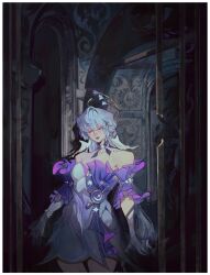 1girl bare_shoulders closed_eyes cowboy_shot detached_sleeves dress gloves highres honkai:_star_rail honkai_(series) robin_(honkai:_star_rail) shatukawa solo standing