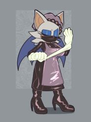 Rule 34 | absurdres, adjusting clothes, adjusting gloves, animal ears, apron, doctor, dress, gloves, high heels, highres, karl0, latex, latex dress, latex gloves, mask, mouth mask, rouge the bat, see-through clothes, sonic (series), surgeon, surgical cap, surgical mask