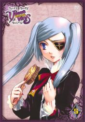 00s blue_eyes blue_hair brushing_hair brushing_own_hair cover dvd_cover eyepatch goth_fashion long_hair nahashi_lucia official_art ribbon solo suzumi_atsushi twintails venus_versus_virus