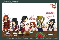 ! !! 2017 6+boys aged_down amras amrod apron belly black_eyes black_hair blonde_hair blue_eyes bread breakfast brothers caranthir celegorm character_name closed_eyes closed_mouth collar contemporary covered_mouth curufin dated egg eggshell elf english_text flower food fork frown frying_pan holding holding_food knife long_hair looking_at_another maedhros maglor male_focus multiple_boys navel necktie one_eye_covered parted_bangs plate pointy_ears ponytail red_flower red_hair siblings spatula speech_bubble stomach sweat sweatdrop talking the_silmarillion title tolkien&#039;s_legendarium towel towel_on_one_shoulder undone_necktie windrelyn wing_collar yawning