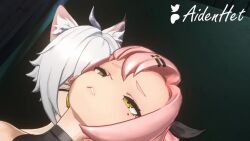 1girl 2boys 3d aidenhet animal_ear_fluff animal_ears animated artist_name black_thighhighs blender_(medium) bouncing_breasts breasts cat_boy cat_ears choker cum cum_in_pussy detached_sleeves ejaculation geministarsign girl_on_top grey_hair hetero indoors large_breasts long_hair moaning mole mole_on_thigh multiple_boys multiple_views navel nicole_demara nipples nude opennsfwsp patreon_logo penis pink_hair pussy reverse_cowgirl_position seth_lowell sex sex_from_behind sound spread_legs straddling tagme testicles thighhighs twitter_logo uncensored vaginal video watching wise_(zenless_zone_zero) yellow_eyes zenless_zone_zero