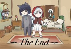 animal_costume basket big_bad_wolf big_bad_wolf_(cosplay) cosplay ganyu_(genshin_impact) genshin_impact grandma grandmother_(little_red_riding_hood) grandmother_(little_red_riding_hood)_(cosplay) holding holding_basket hunter_(little_red_riding_hood) hunter_(little_red_riding_hood)_(cosplay) little_red_riding_hood_(fairy_tale) little_red_riding_hood_(fairy_tale_character) little_red_riding_hood_(fairy_tale_character)_(cosplay) red_hood shenhe_(genshin_impact) wolf_costume xianyun_(genshin_impact) xinzoruo yelan_(genshin_impact)