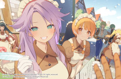 2boys 6+girls :3 apron belt bird black_hair blacksmith_(ragnarok_online) blonde_hair blossom_(ragnarok_online) blue_eyes blue_pants blue_sky blush breasts brown_belt brown_capelet brown_dress brown_gloves brown_hair cape capelet clipboard closed_eyes cobblestone commentary_request copyright_notice curly_sue day dress earrings faceless faceless_male fingerless_gloves gayarou glasses gloves green_hair grin hair_bobbles hair_ornament holding holding_clipboard holding_quill in-universe_location jasmine_(ragnarok_online) jewelry kafra_uniform large_breasts leilah_(ragnarok_online) long_hair looking_at_viewer mage_(ragnarok_online) maid maid_headdress medium_breasts multiple_boys multiple_girls official_art official_wallpaper open_mouth orange_eyes orange_hair outdoors paid_reward_available pants pavianne_(ragnarok_online) poring puffy_short_sleeves puffy_sleeves purple_hair quill ragnarok_online roxie_(ragnarok_online) shirt short_hair short_sleeves sky slime_(creature) smile stud_earrings twintails upper_body white_apron white_cape white_gloves white_shirt x_hair_ornament