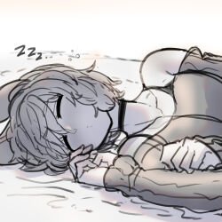 Rule 34 | 1girl, absurdres, alternate costume, arknights, closed eyes, dcinside (website), gintm, highres, kroos (arknights), lying, rabbit ears, second-party source, sleeping, solo, sweater
